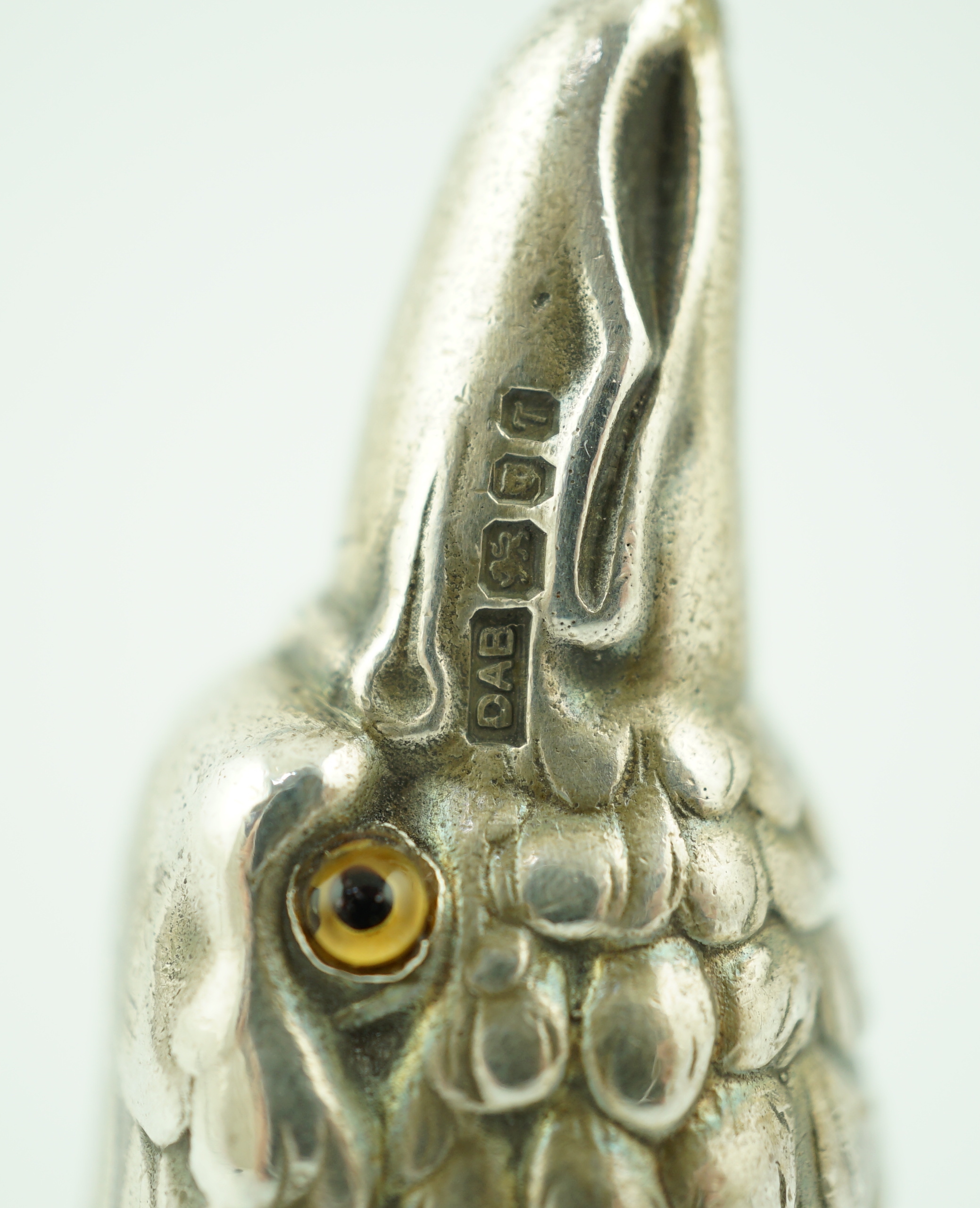 An Elizabeth II novelty silver vesta case, modelled as an eagle's head, David A. Bowles